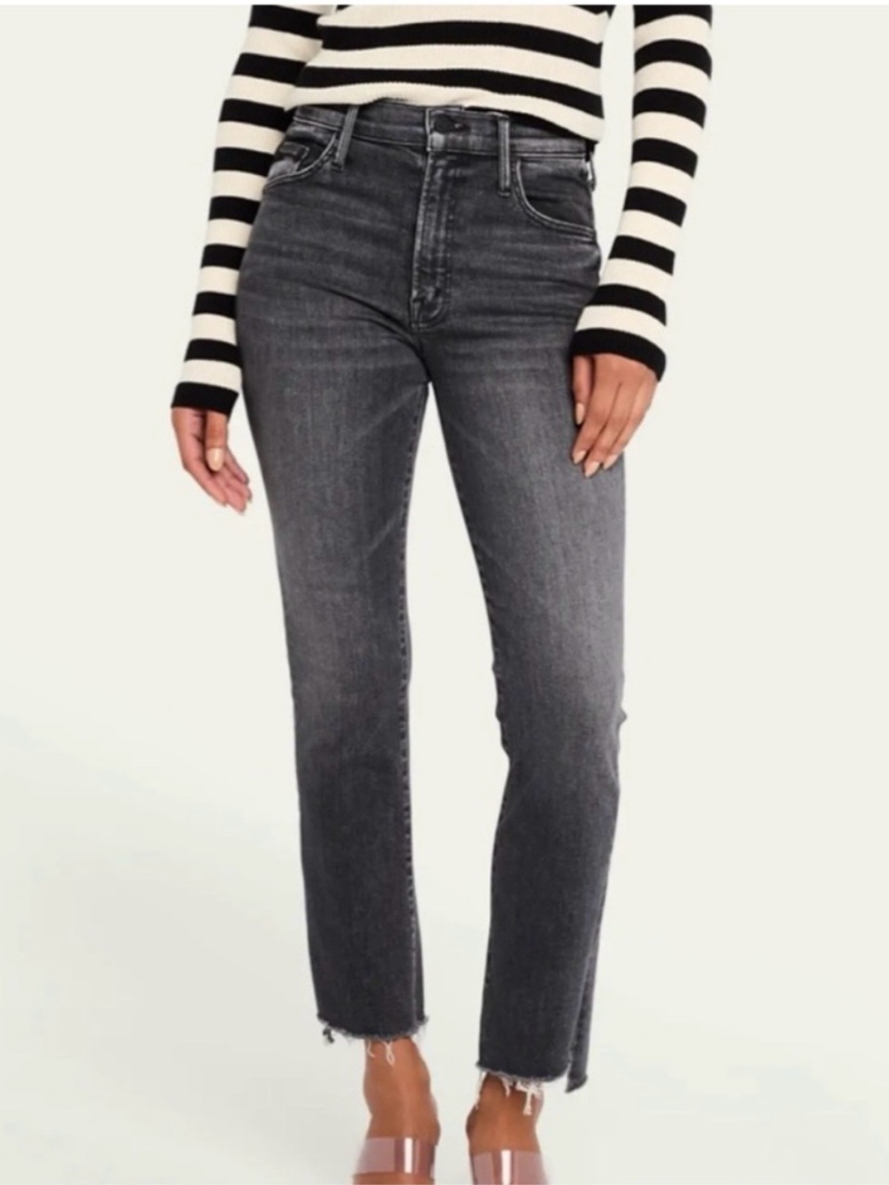 MOTHER The Insider Crop Step Fray Jeans in Up In Smoke Size 28